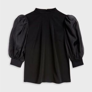 Ted Baker MICAELI Organza Puff Sleeve Top with back Gold Zipper Detail NWT